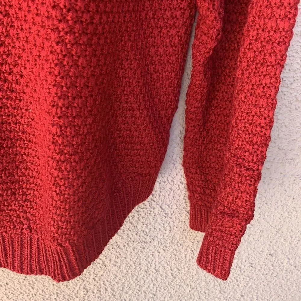 Croft & Barrow Women XL Cable Yolk Pullover Sweater  Holiday Delicious Apple Red